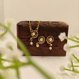 Pearl Drop Chain Locket Set