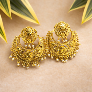 Royal Floral Gold Plated Kanbala with pearl