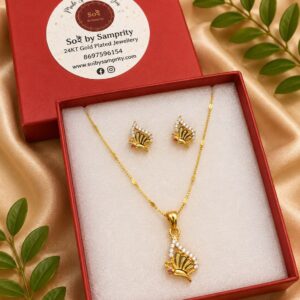 Butterfly chain pendent with earring set
