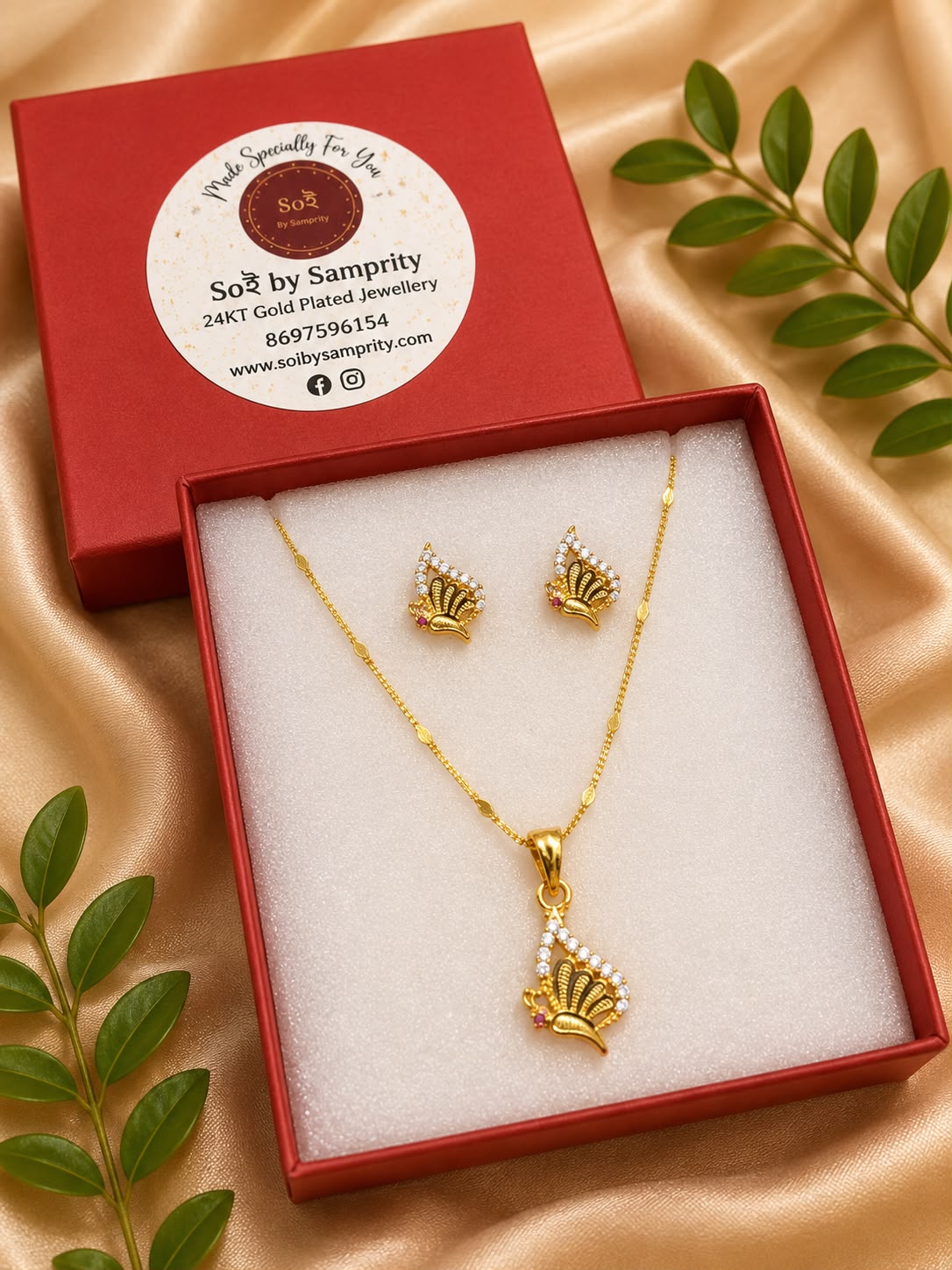 Butterfly chain pendent with earring set