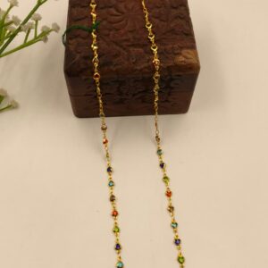 Love Navaratna Chain 24 Inch with 24KT gold-plated finish, perfect for daily wear, sarees, festive occasions, weddings, and elegant traditional styling.